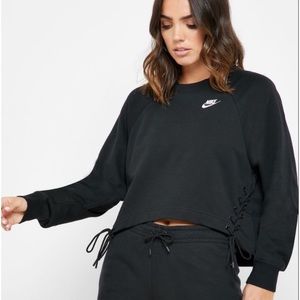 Black Nike Crop Lace Up Sweatshirt